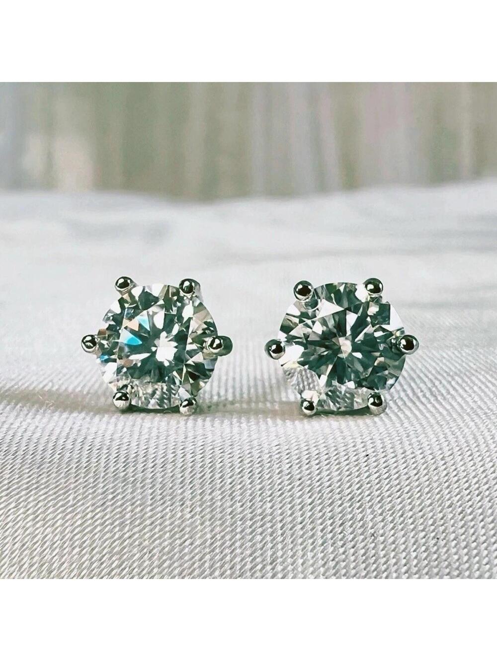 1ct 6.5mm Moissanite Stud Earrings S925 Sterling Silver Six Claw Anniversary